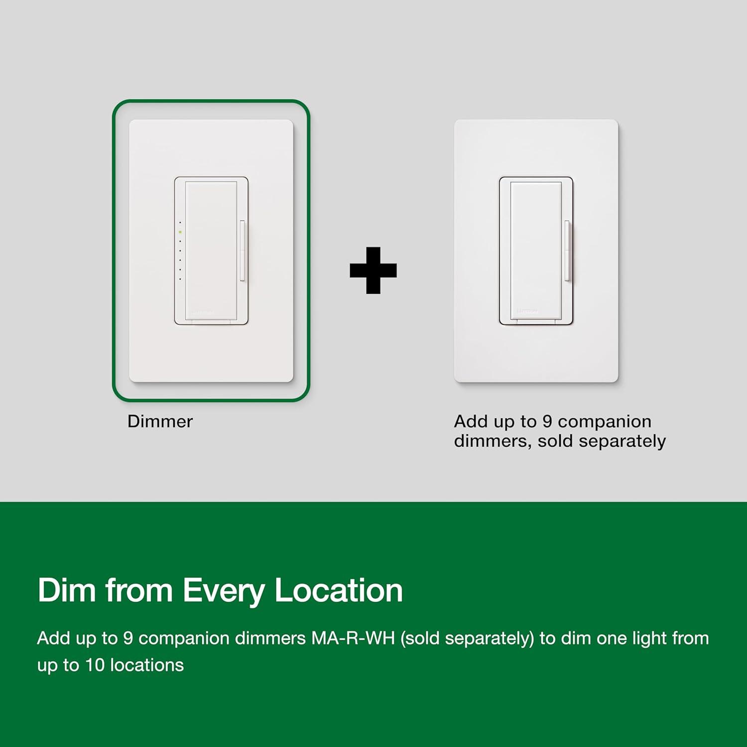 Lutron 26176 - 120 volt 50/60 Hz White Single-Pole / 3-Way 3-Wire Fluorescent/LED Wall Dimmer Switch