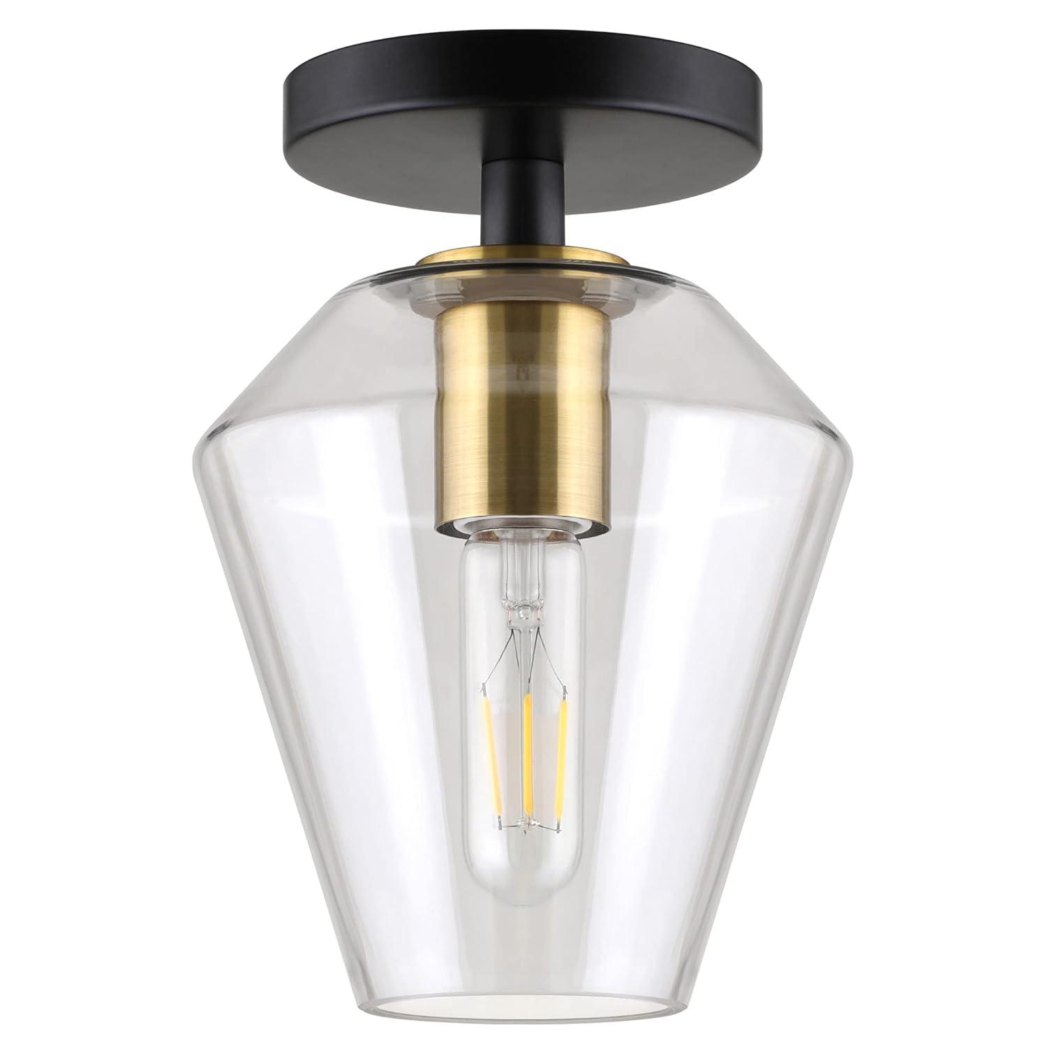 Evelyn&Zoe 7" Black Semi Flush Mount