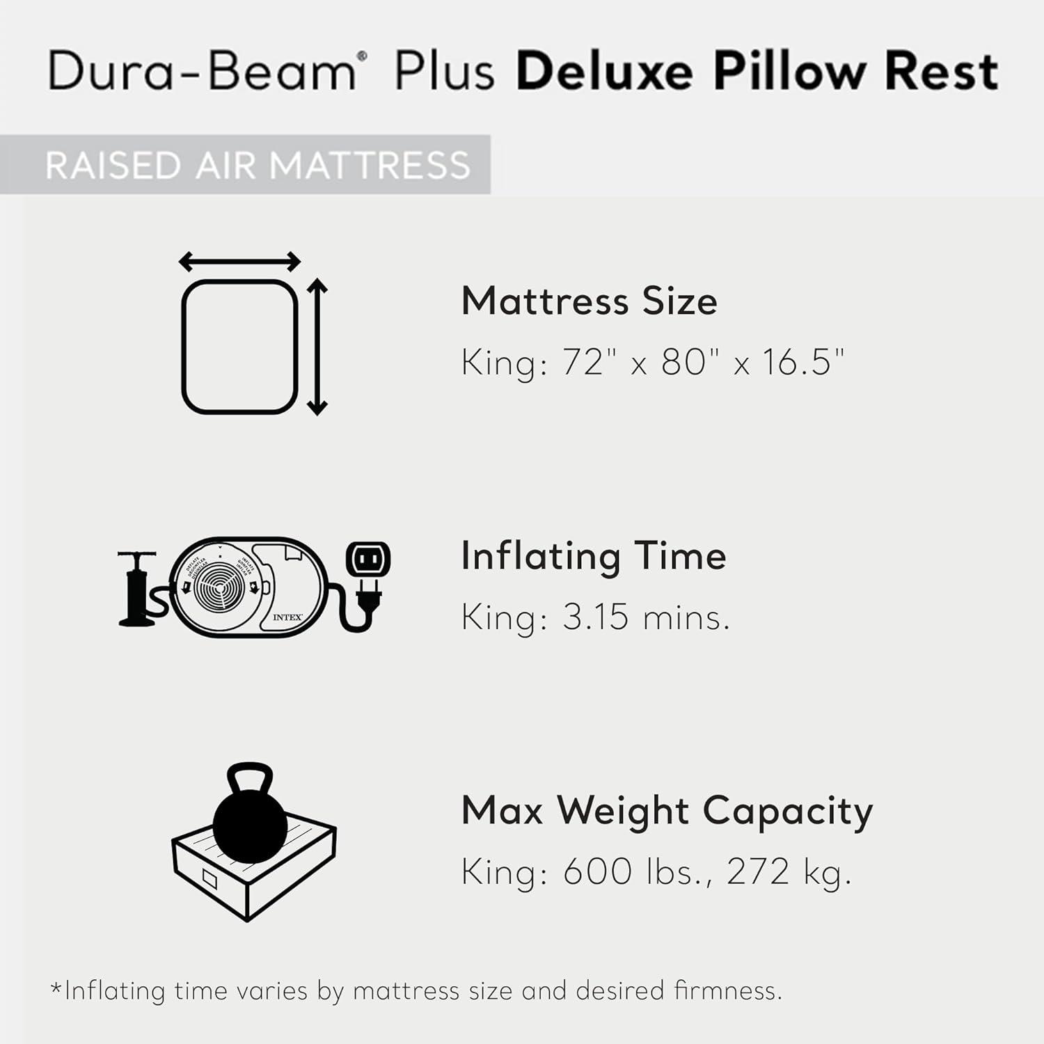 Intex 16.5" Dura-Beam Plus Air Mattress with Built-In Electric Pump