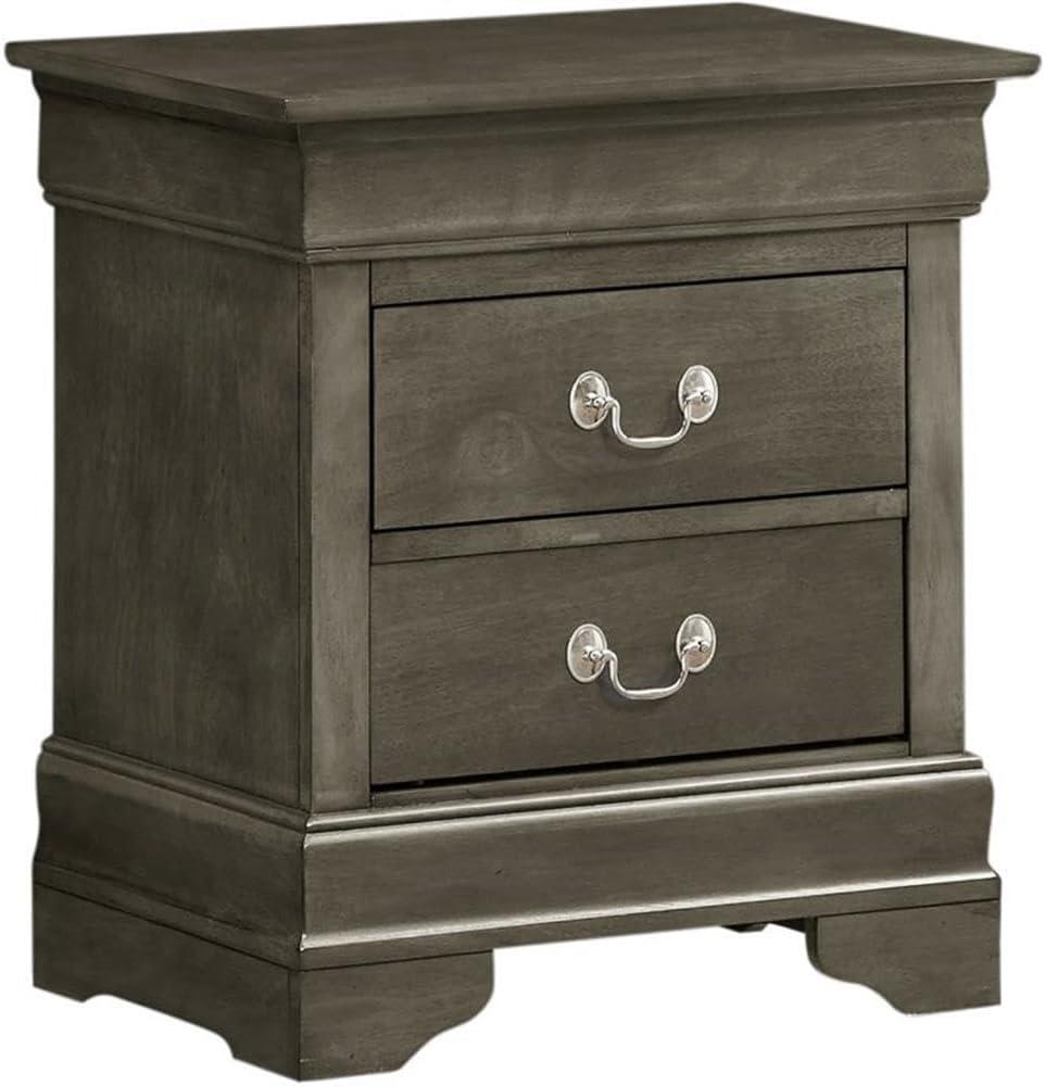 Glory Furniture Louis Phillipe 2 Drawer Nightstand in Gray