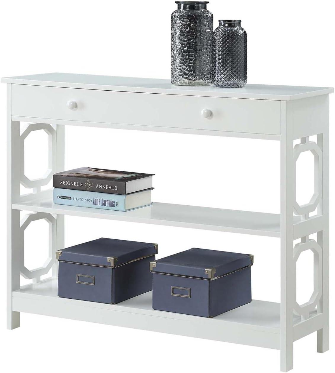 Convenience Concepts Omega Storage Console Table in White Wood Finish