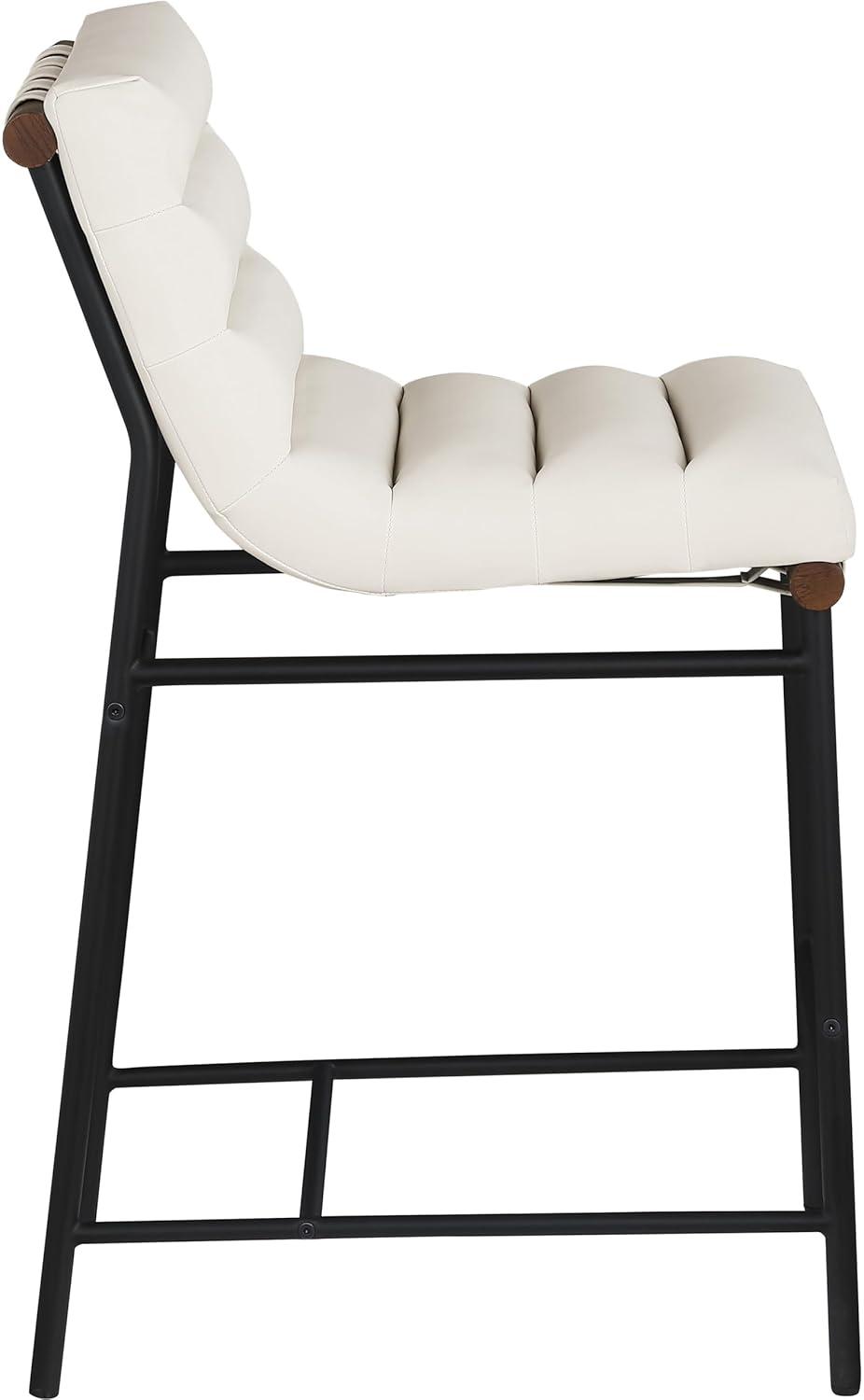 Meridian Furniture,Burke Cream Vegan Leather Counter Stool