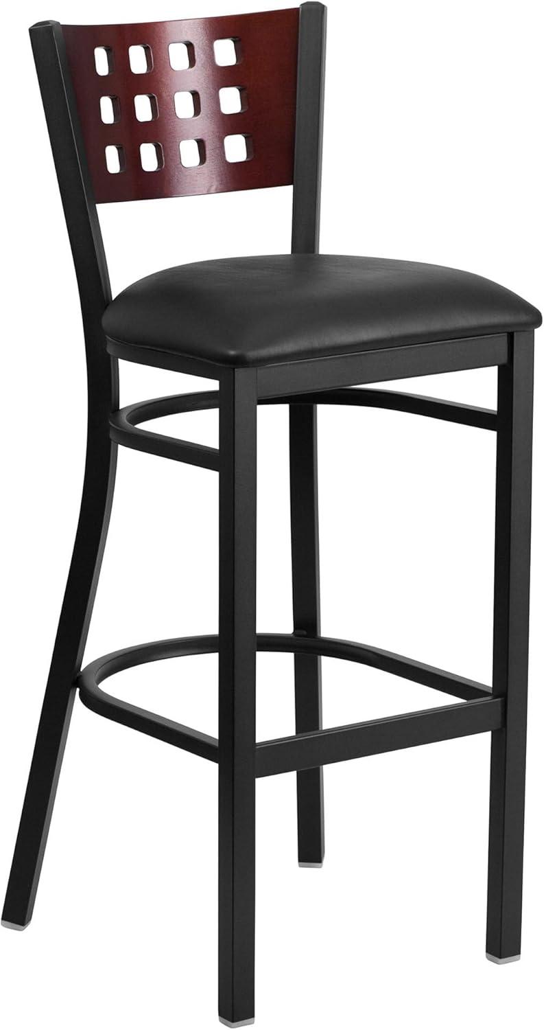 Flash Furniture Black Decorative Cutout Back Metal Restaurant Barstool