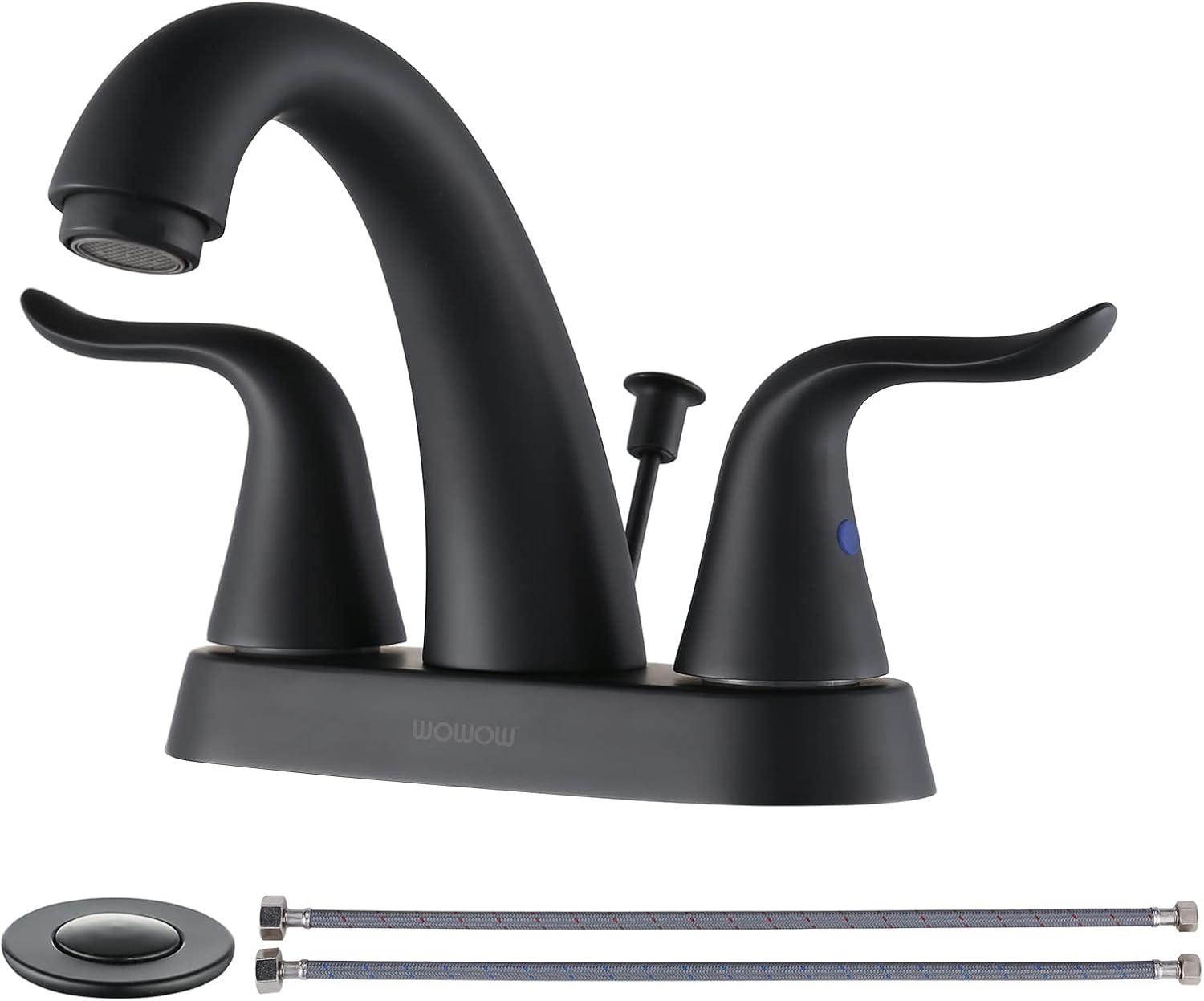 Centerset 2-handle Bathroom Faucet with Drain Assembly