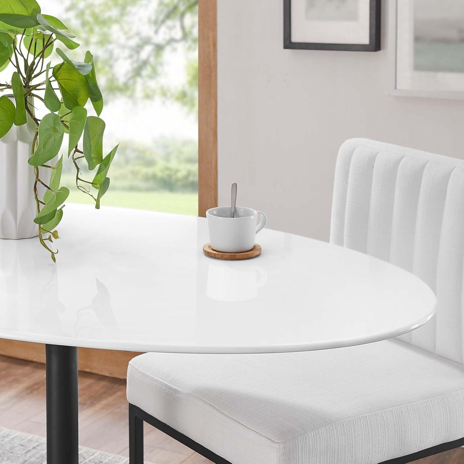 Modway Lippa 48" Oval Dining Table in Black White