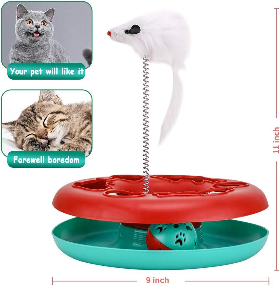 GZYS Cat Toys, Cat Toys for Indoor Cats,Interactive Kitten Toys Roller Tracks with Catnip Spring Pet Toy with Exercise Balls Teaser Mouse