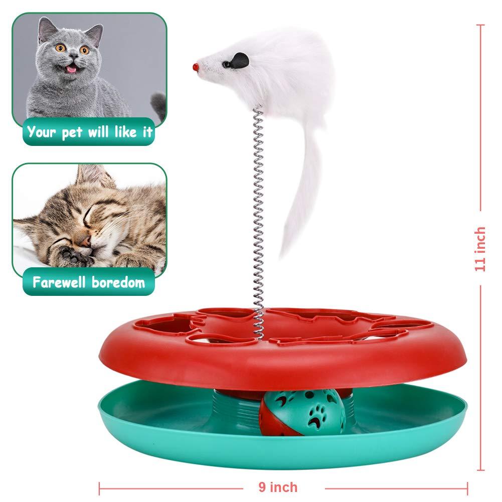 GZYS Cat Toys, Cat Toys for Indoor Cats,Interactive Kitten Toys Roller Tracks with Catnip Spring Pet Toy with Exercise Balls Teaser Mouse