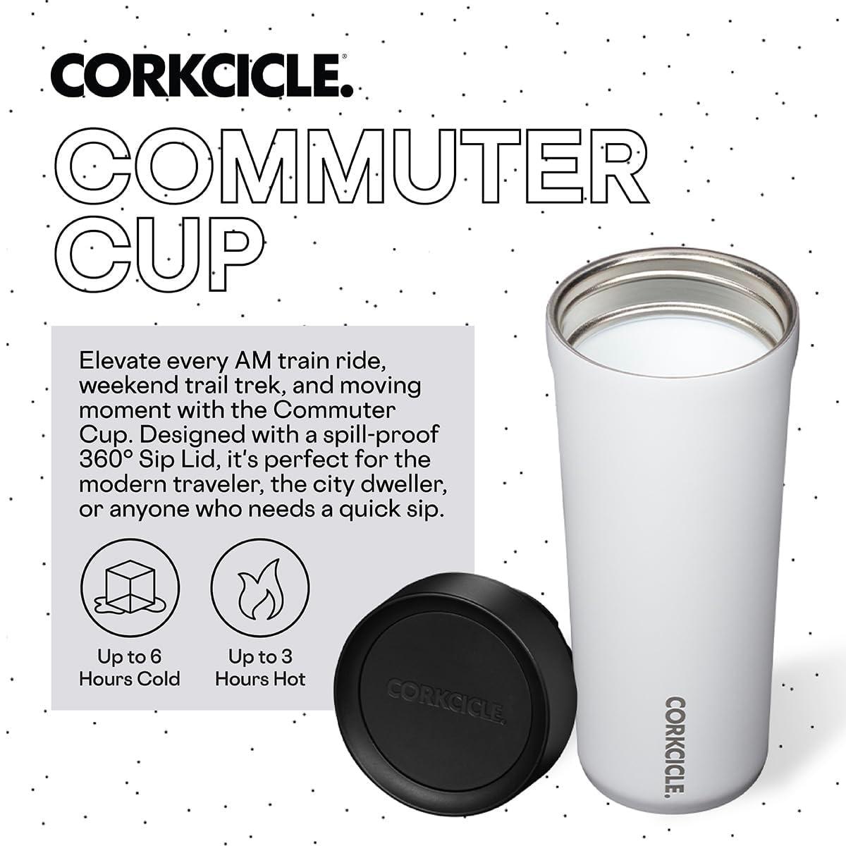 Corkcicle 17 oz Commuter Cup, Spill-Proof, Triple Insulated, Gloss White