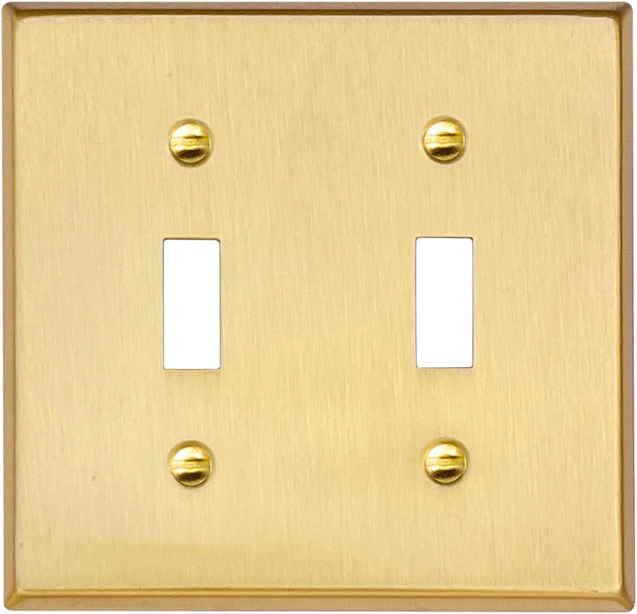 Brushed Brass Double Toggle Light Switch Cover Plate