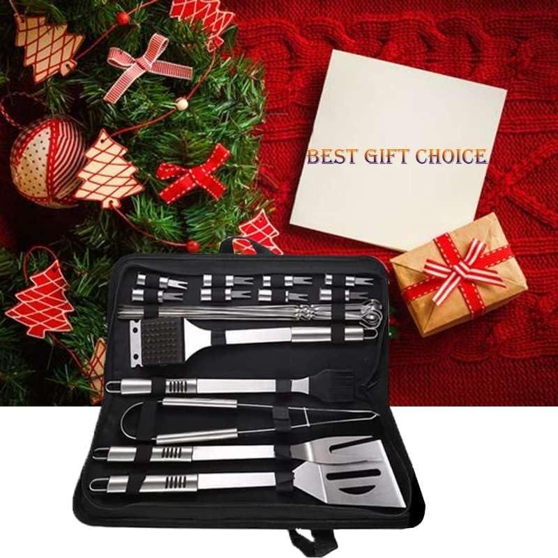 20-Piece Stainless Steel BBQ Grill Tool Set with Carrying Case