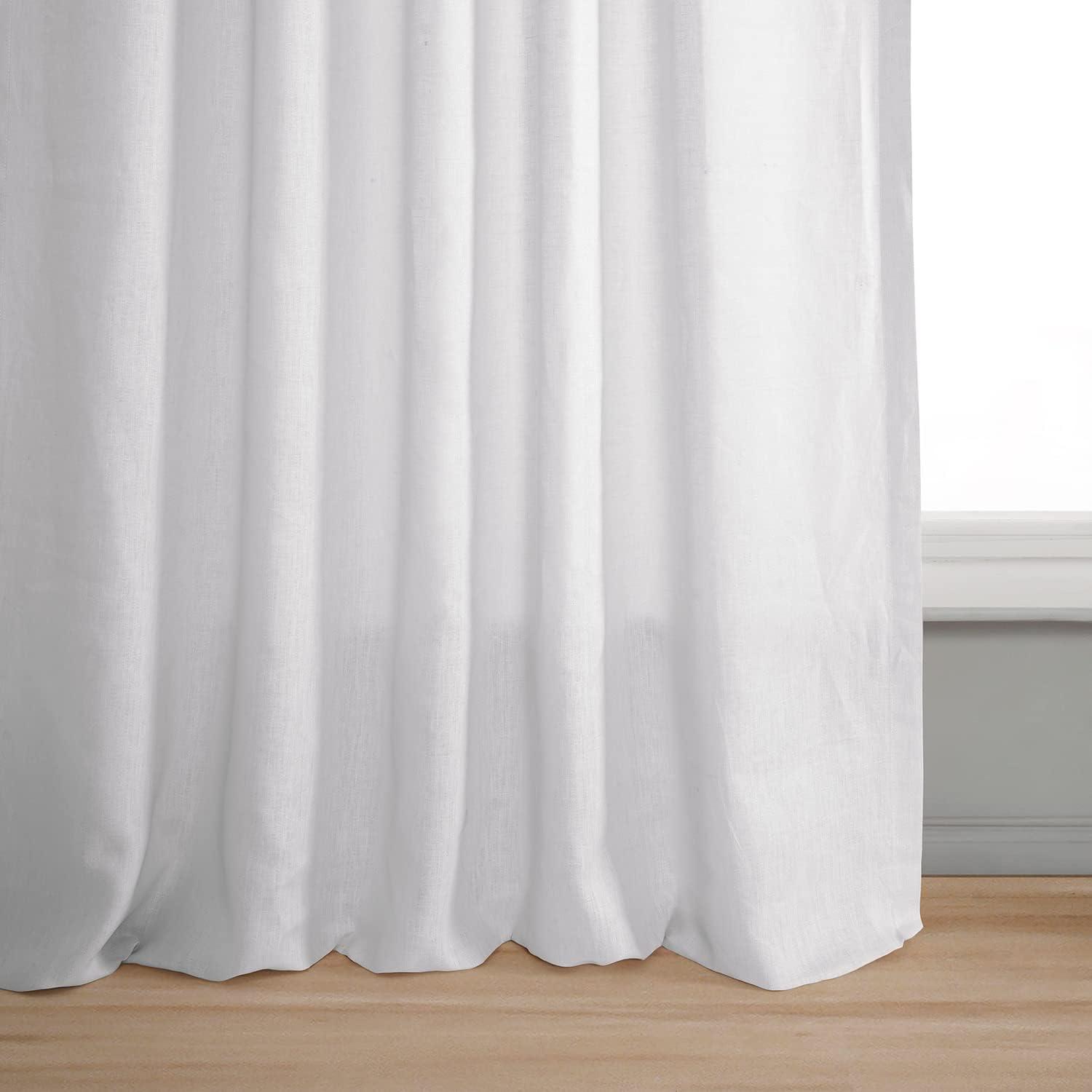 Purity White 96-Inch Linen Sheer Rod Pocket Curtains