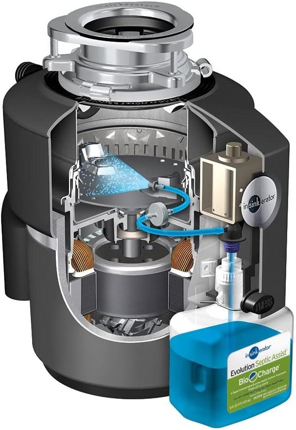 In-Sink-Erator Garbage Disposal,Quiet,12 5/8 in H Evolution Septic Assist(TM)