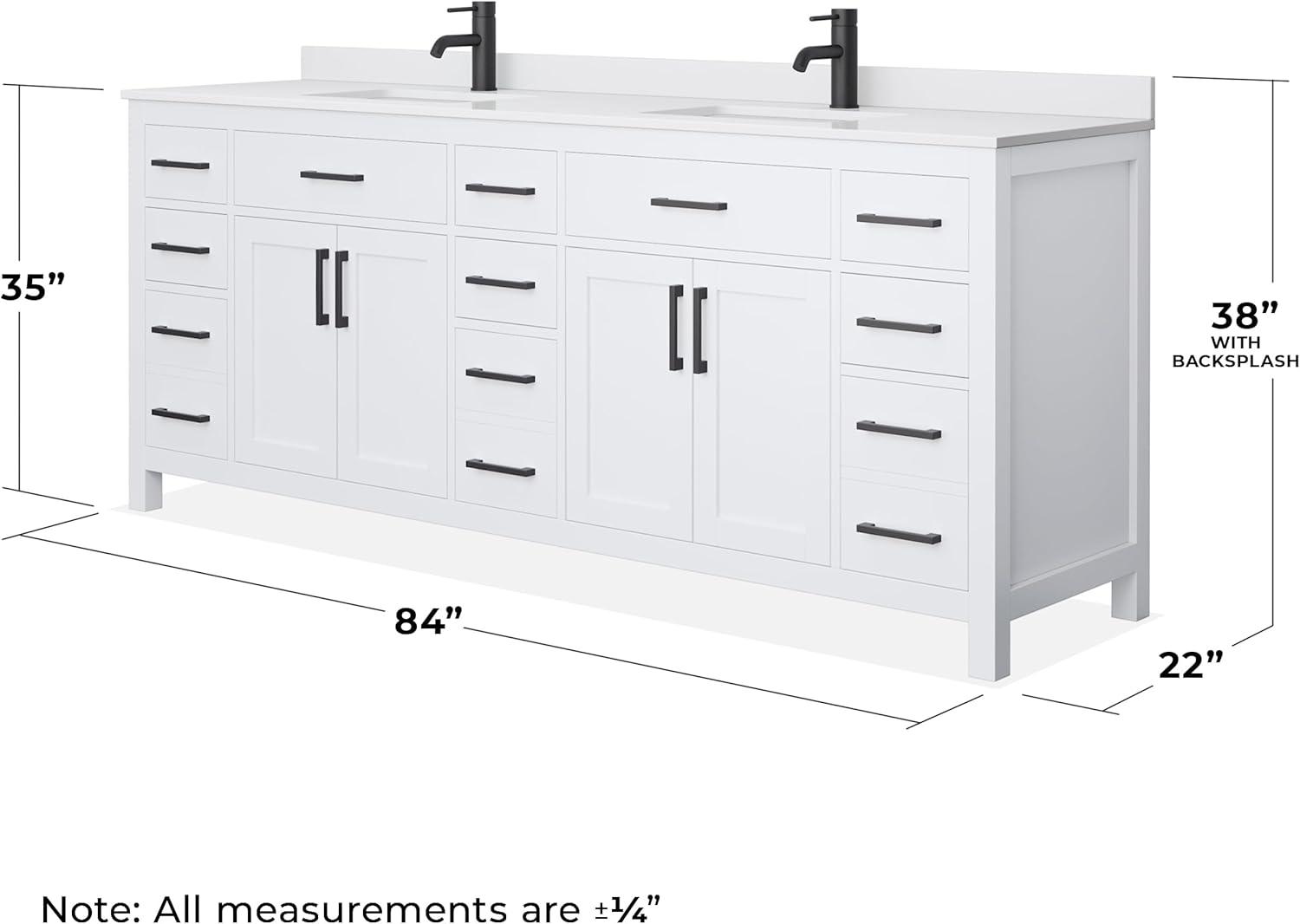 Wyndham Collection Beckett 84" Freestanding Double Bathroom Vanity with Cultured Marble Top