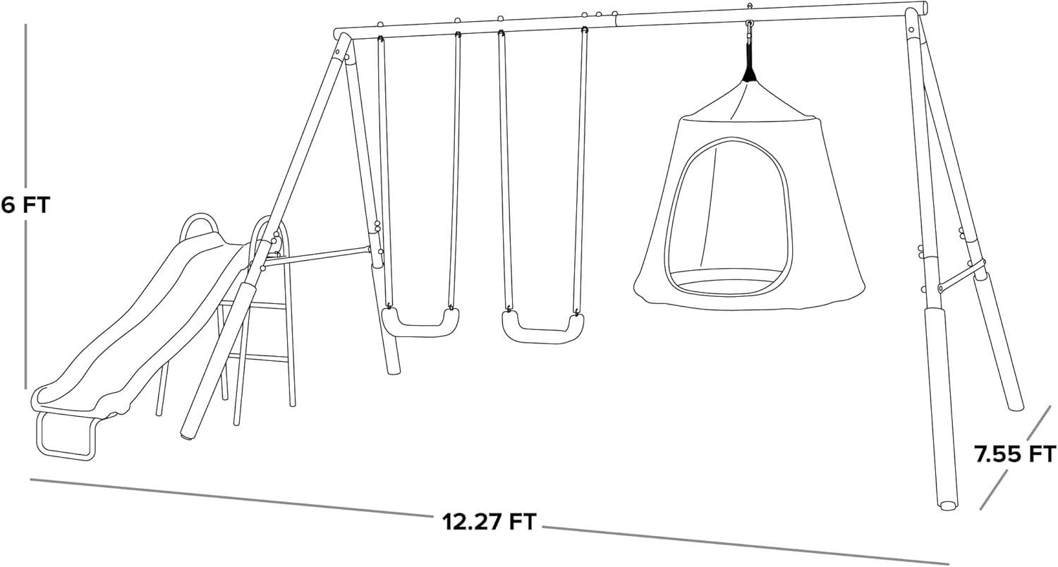 Sportspower Shooting Star Metal with LED Swings and 5' Double Wall Slide Swing Set