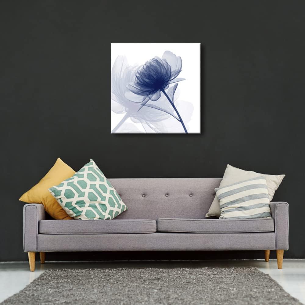 Blue Floral Abstract Canvas Wall Art 24x24