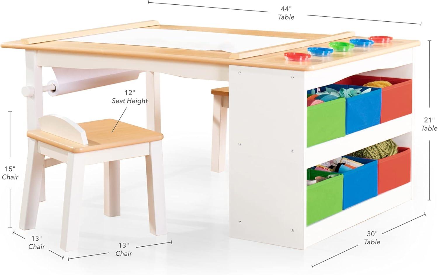 Kids' Wooden Activity Table and Art Station with Storage and Stools