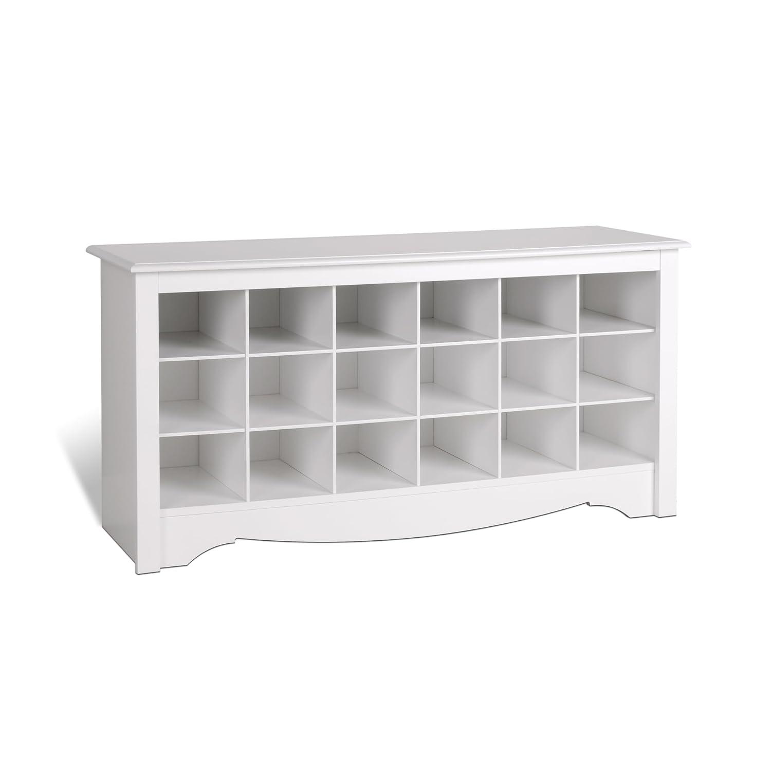 18 pair Shoe Storage Cubbie Bench White - Prepac: Mudroom Organizer, Fits Size 13