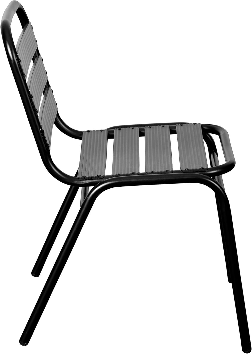 Emma and Oliver Aluminum Commercial Indoor-Outdoor Armless Restaurant Stack Chair with Triple Slat Back