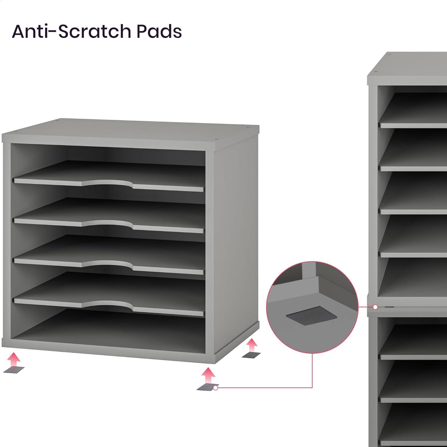 Ballucci 5-Tier Paper Organizer, File Holder, Mail Sorter, Wood Stackable Letter Tray, Gray