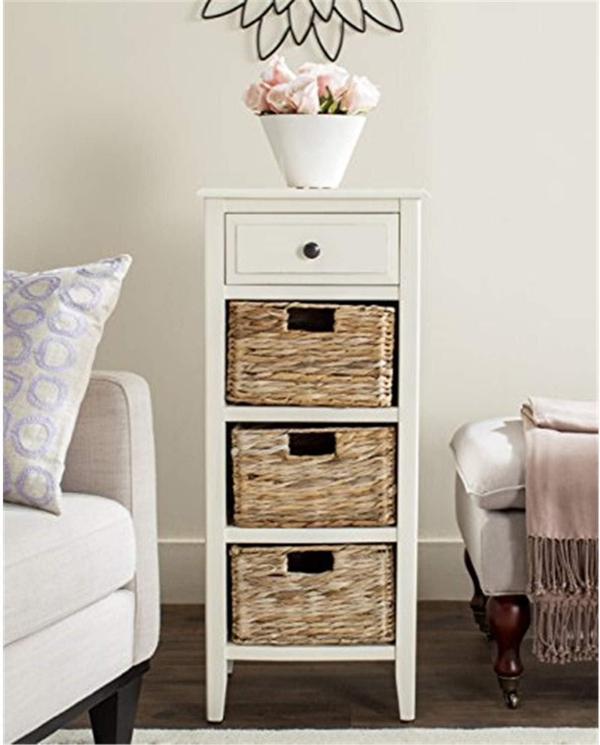 Countryside Charm White Pine 4-Drawer Rectangular Storage Table