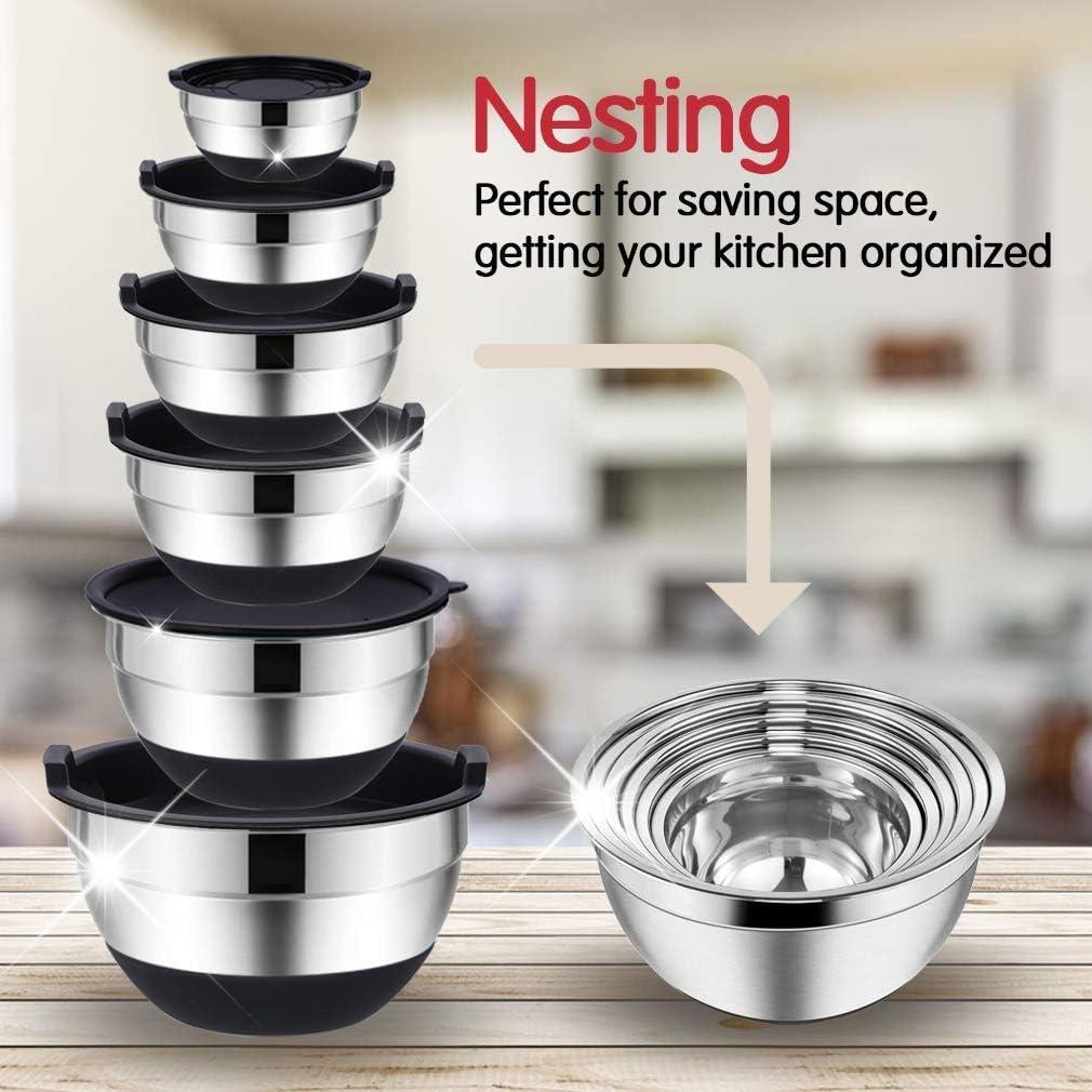 Stainless Steel Mixing Bowl Set with Lids and Graters