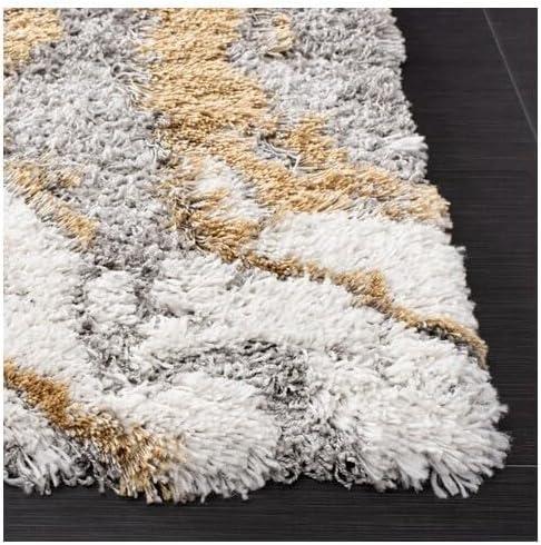 SAFAVIEH Horizon Konstantinos Abstract Shag Area Rug, Grey/Gold, 10' x 14'