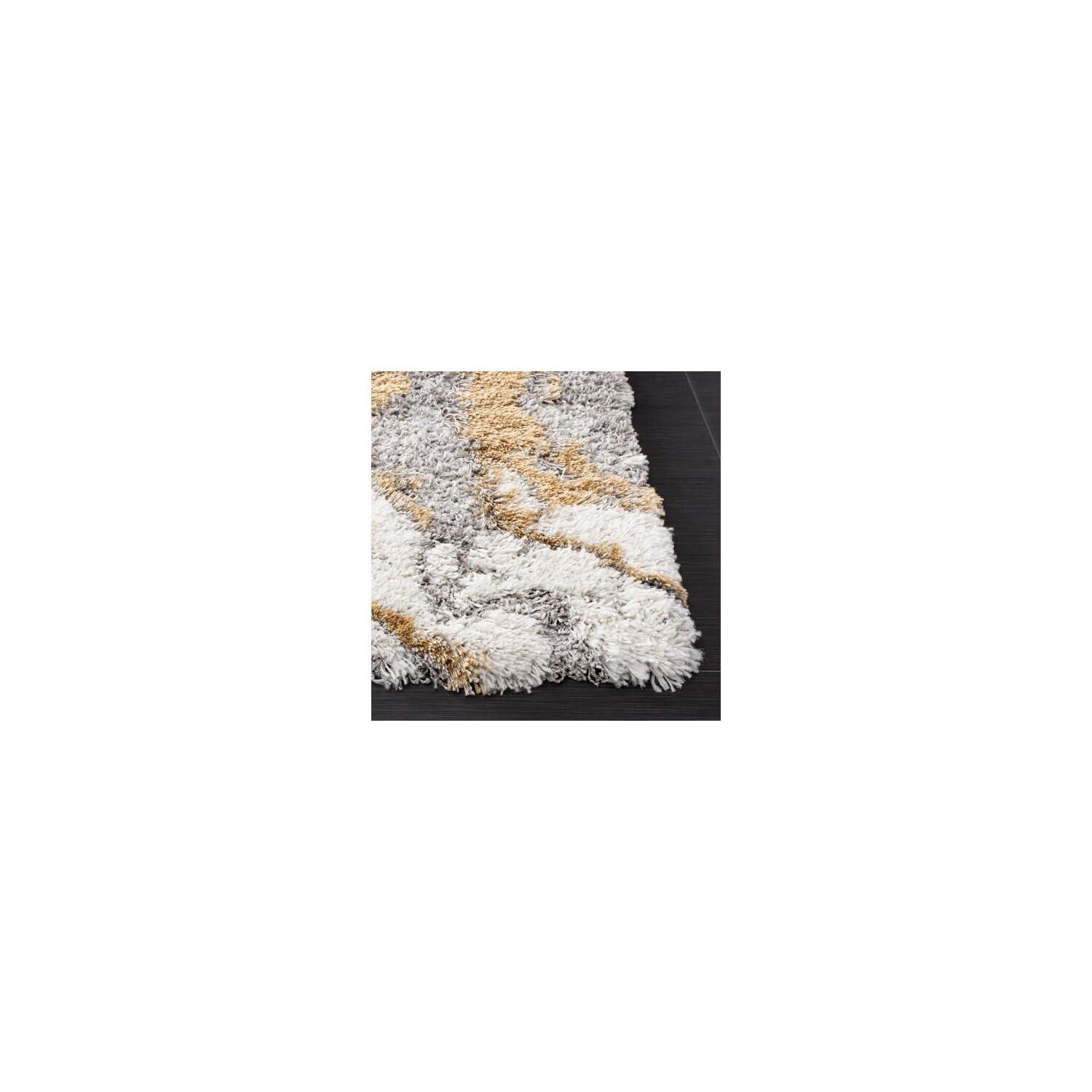 SAFAVIEH Horizon Konstantinos Abstract Shag Area Rug, Grey/Gold, 10' x 14'