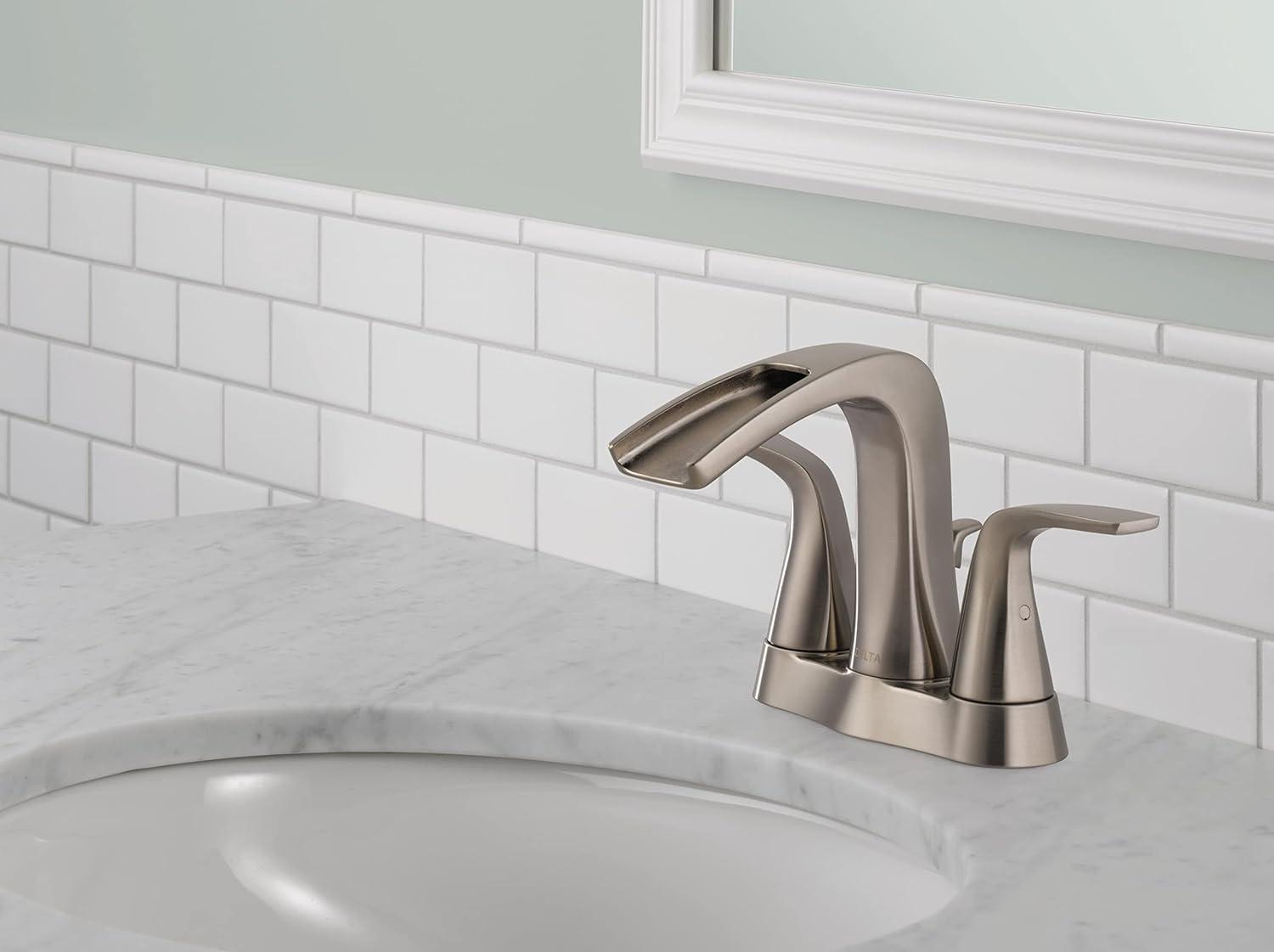 Stainless Steel Waterfall Bathroom Faucet with Drain Assembly