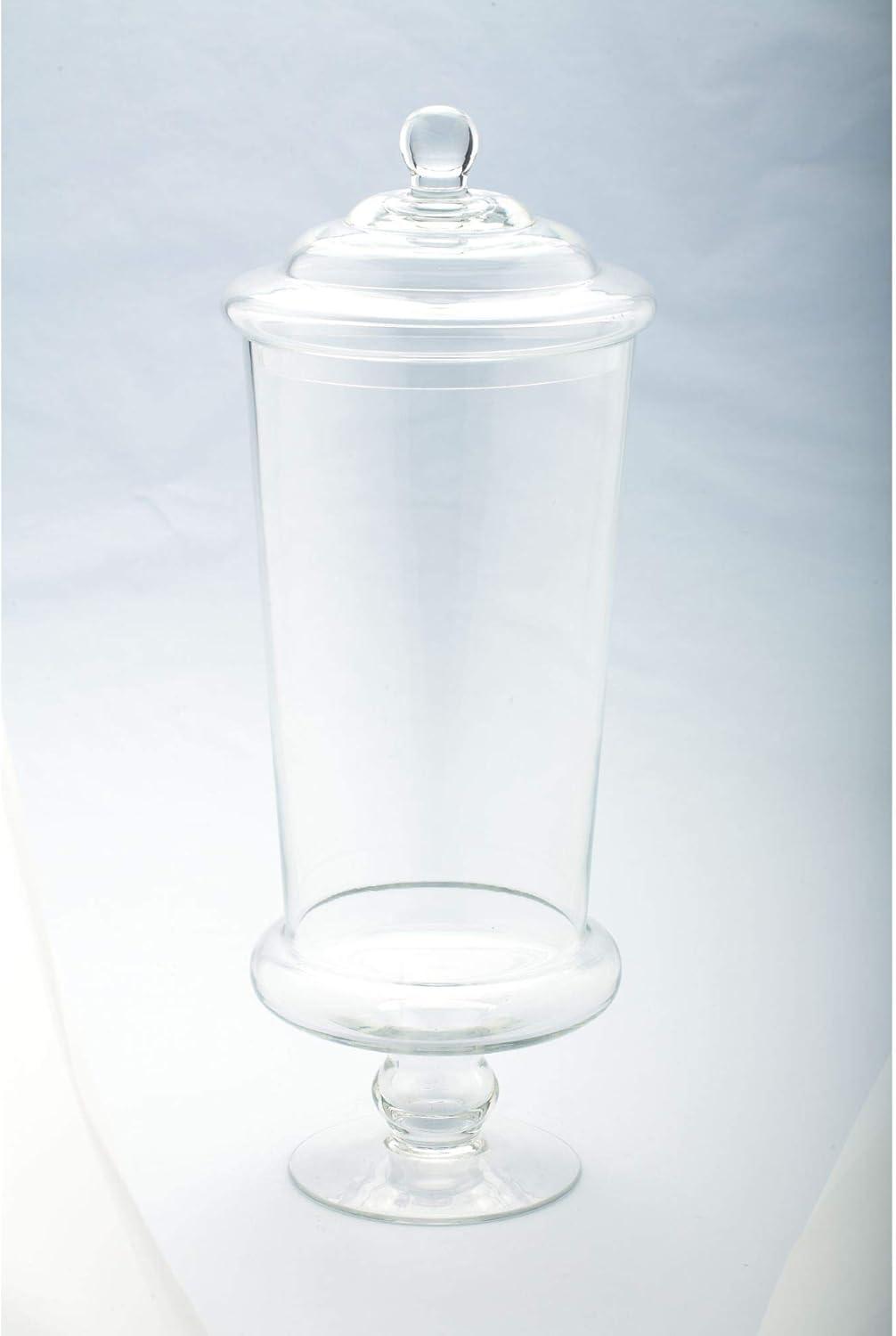 Hand Blown Clear Glass Apothecary Jar with Lid