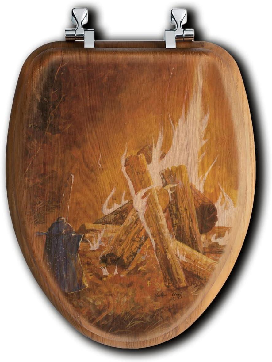 WGI-GALLERY Evening Campfire Oak Elongated Toilet Seat