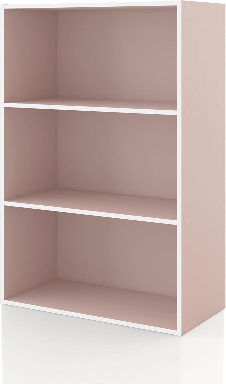 24/7 Shop At Home 35.3" Silkpath Modern 3 Tier Stackable and Modular Bookcase Light Pink