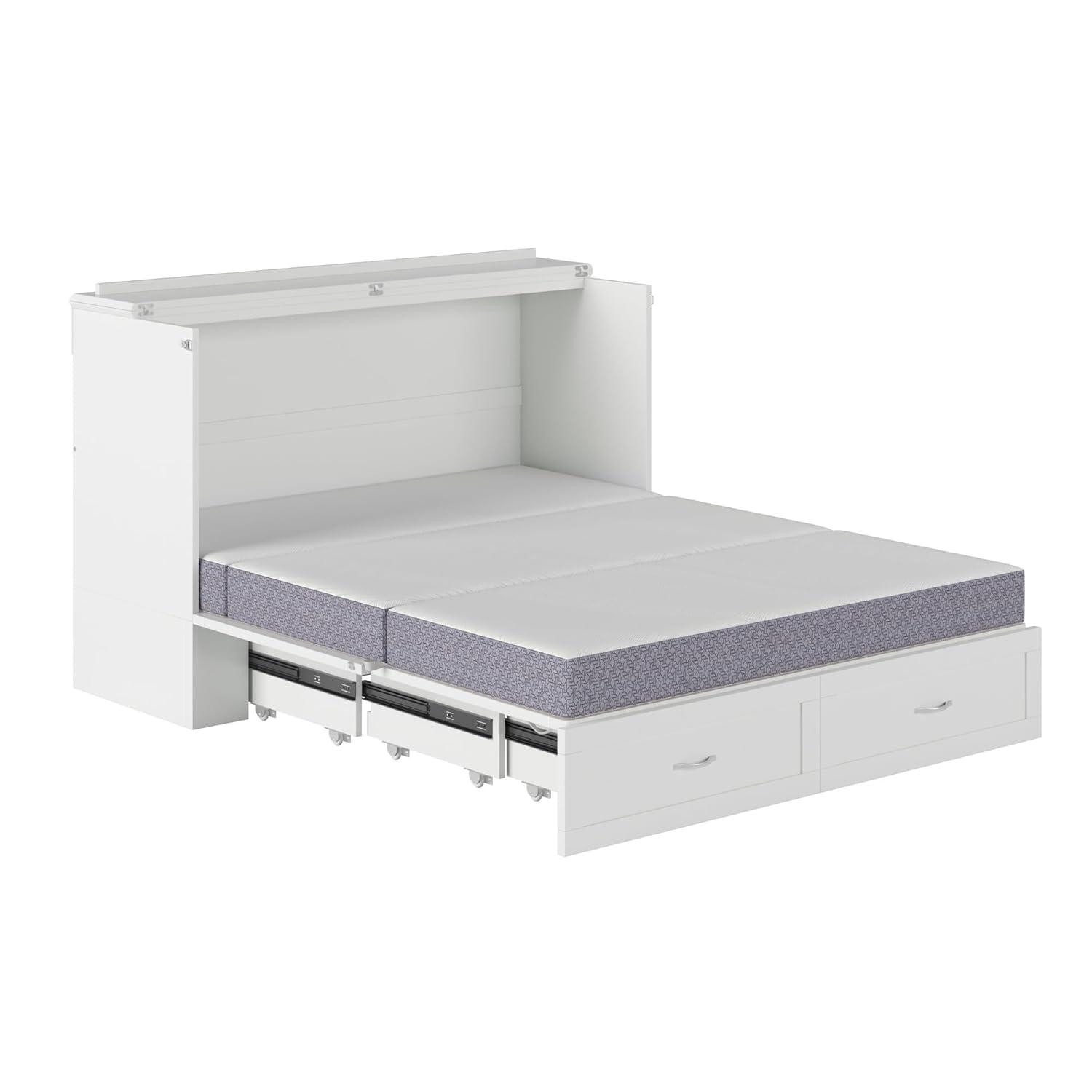 Hamilton Murphy Bed Chest Queen White with Charging Station