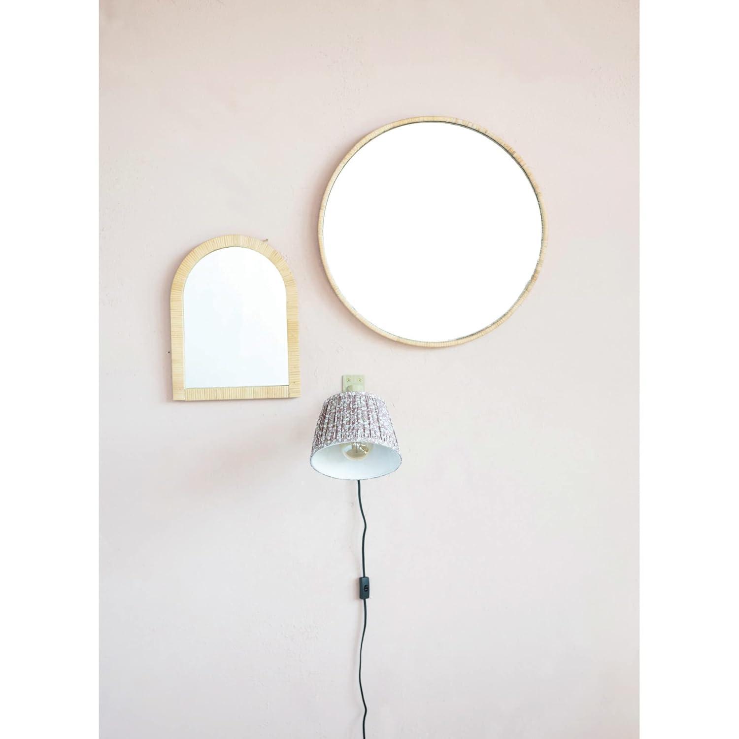 Creative Co-Op Creative Co-Op Arched Wrapped Rattan Framed Wall Mirror, Natural