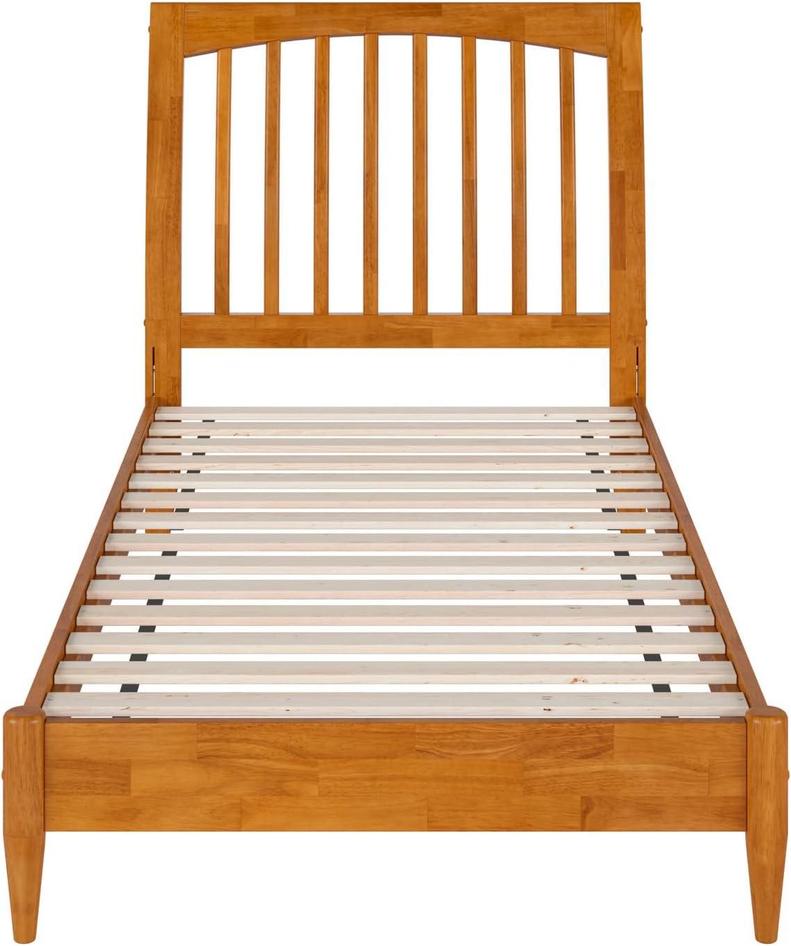 AFI Orleans Queen Solid Wood Low Profile Sleigh Platform Bed, Light Toffee