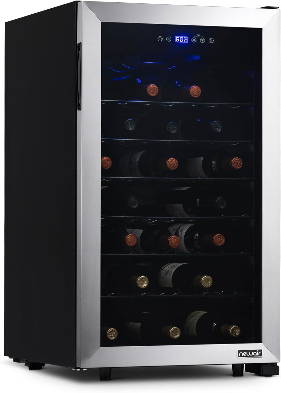 Newair 50 Bottle Freestanding Wine Refrigerator in Stainless Steel with Adjustable Shelves