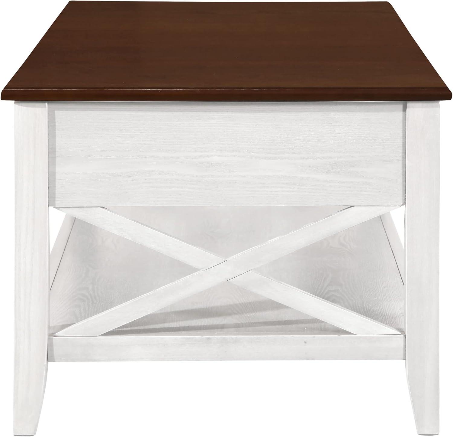 Decatur Farmhouse Lift Top Coffee Table with Storage, White - Christopher Knight Home