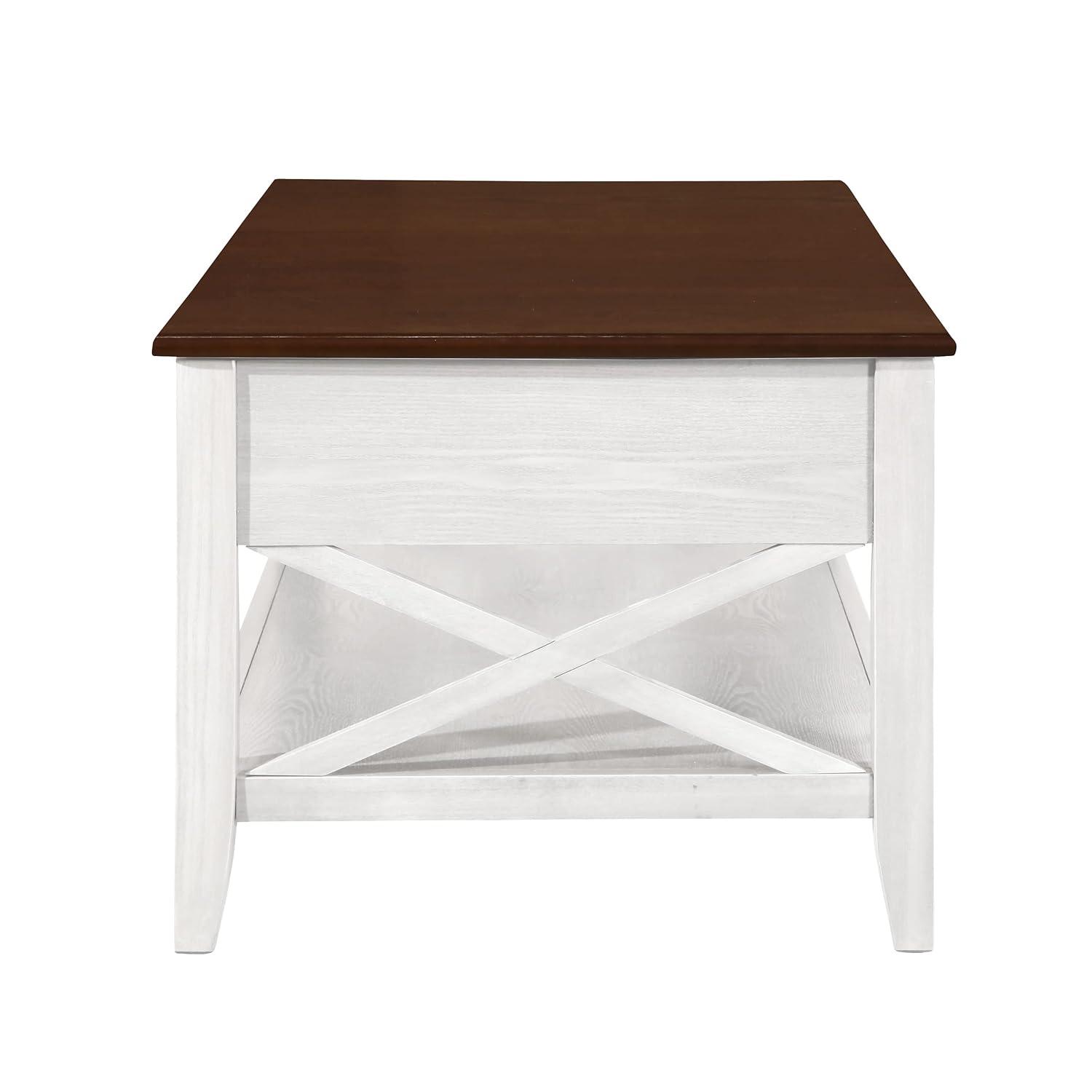 Decatur Farmhouse Lift Top Coffee Table with Storage, White - Christopher Knight Home