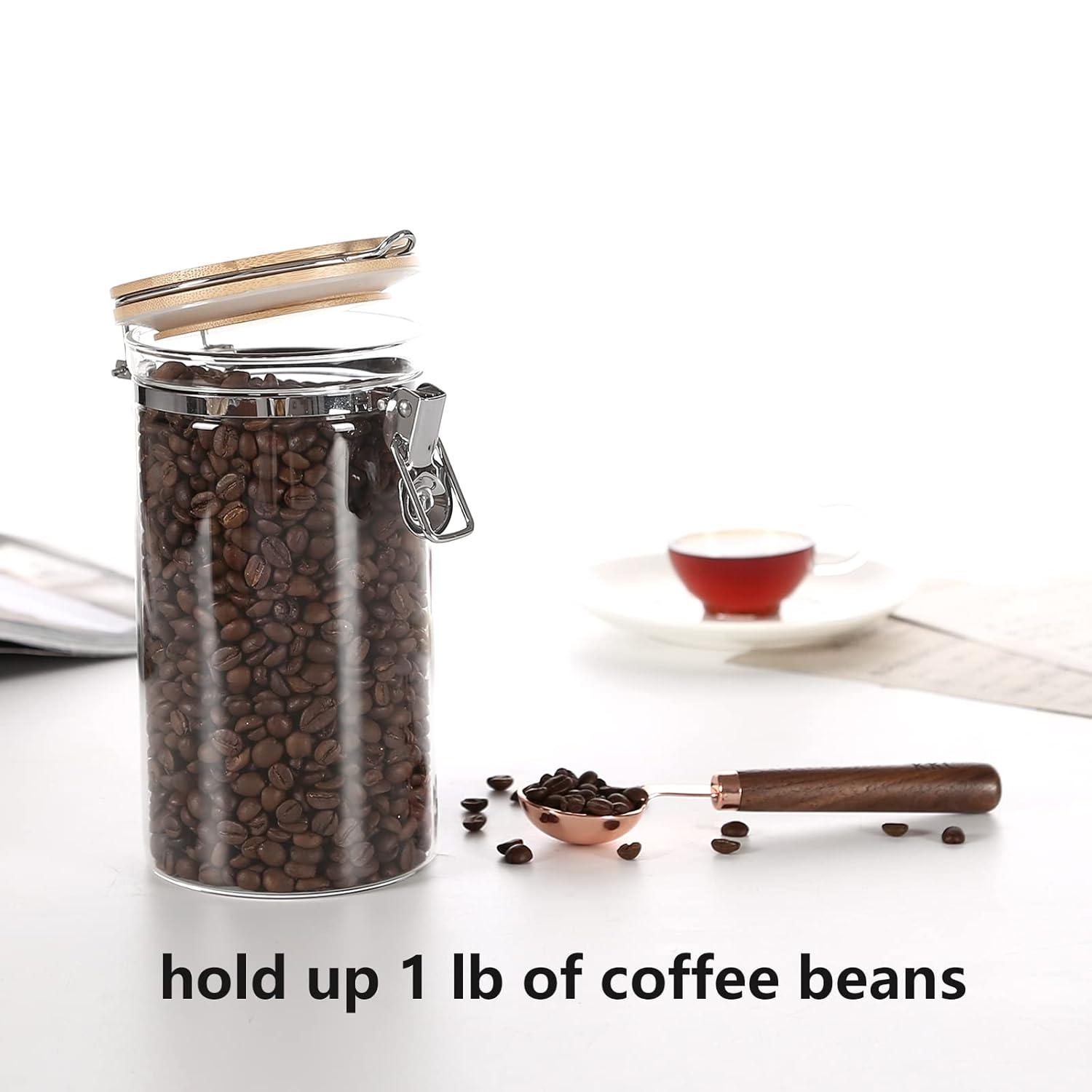 KKC Glass Food Storage Jar Canister, Coffee Bean Container With Airtight Lid,Coffee Bean Container,Sealed Jar, 40 Fluid-oz