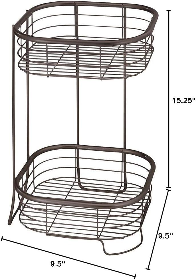 iDesign, Steel Wire 2-Tier Bathroom and Shower Square Corner Organizer Shelf, Bronze