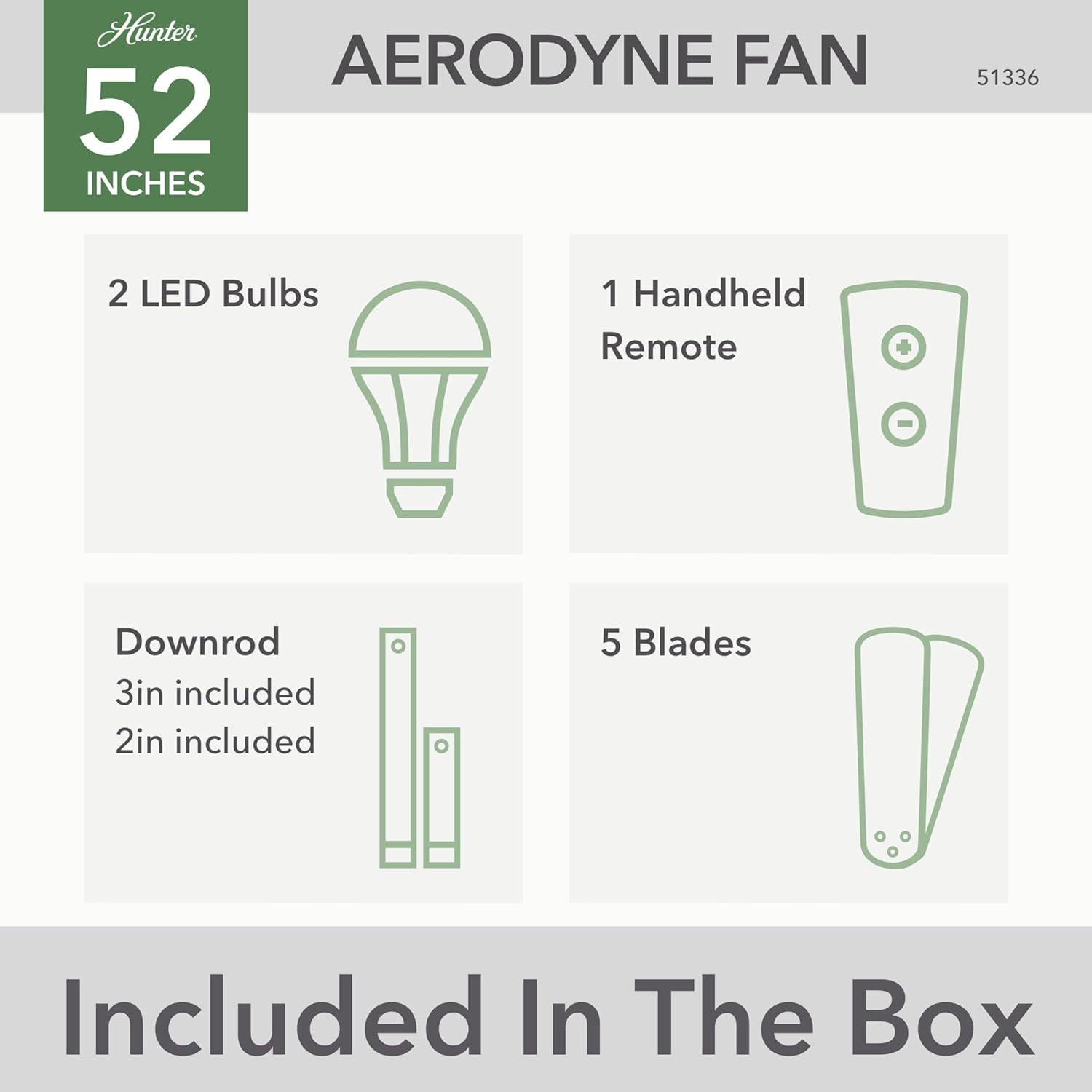 52" Aerodyne 5 - Blade Smart Standard Ceiling Fan with Lights and Remote