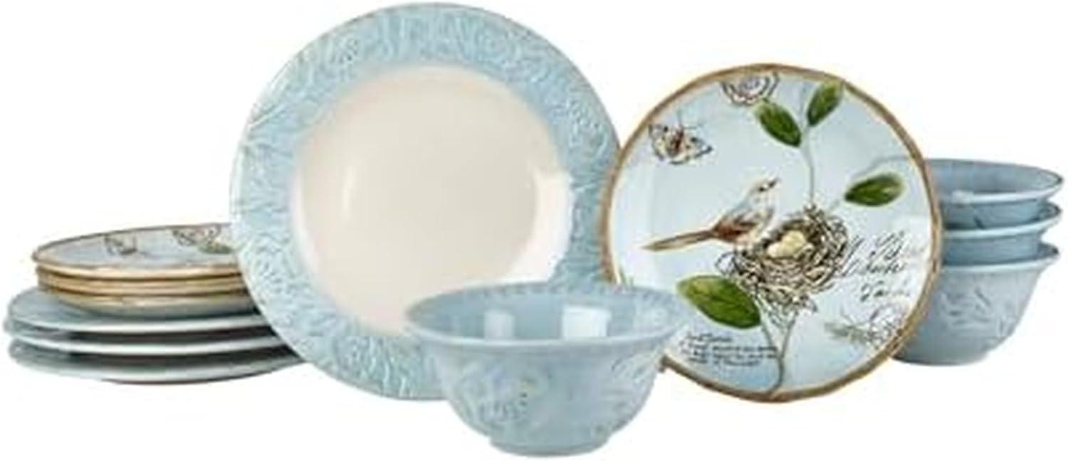Fitz and Floyd Fitz and Floyd Toulouse Blue 12-Pc Dinnerware Set, Service For 4