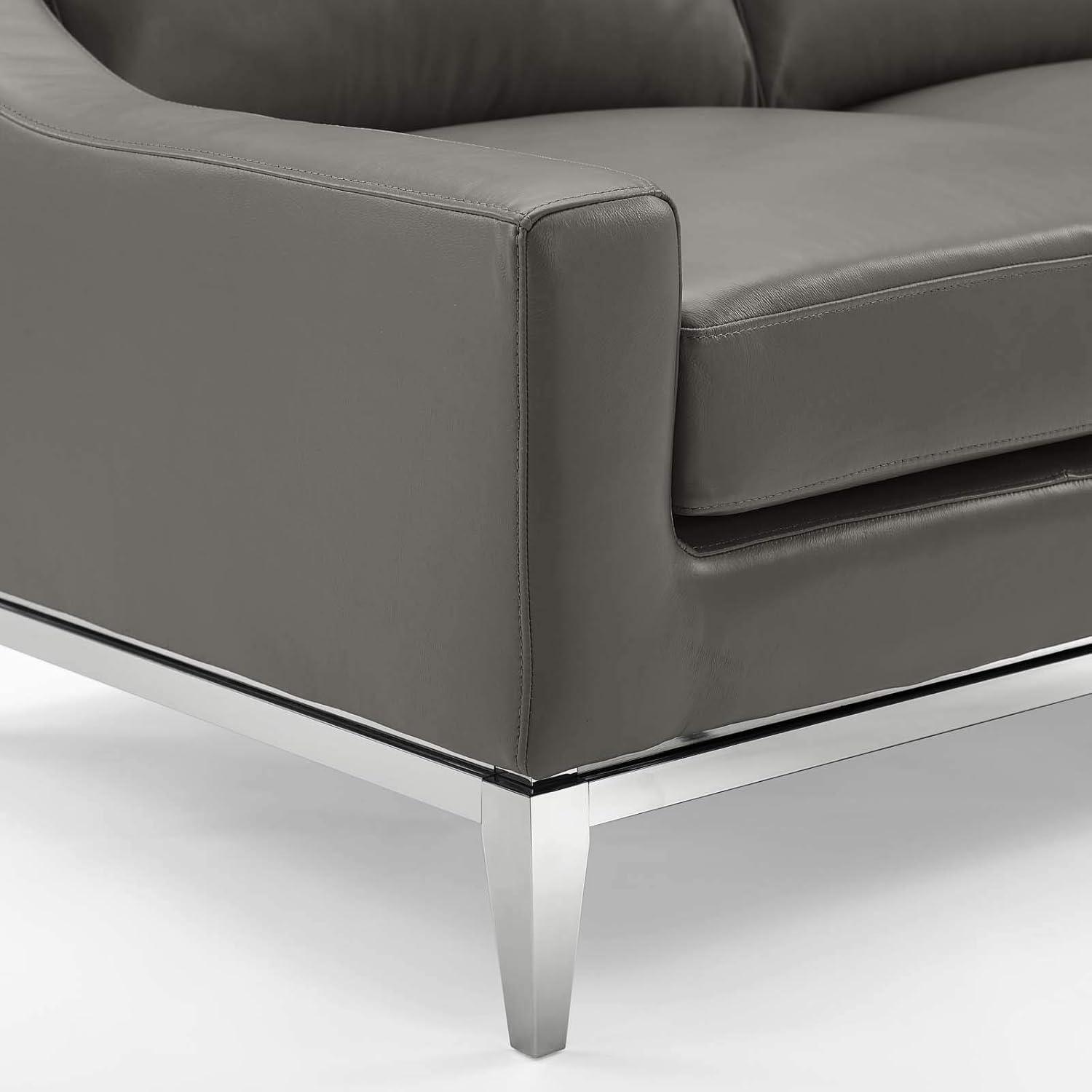 Modway Strick & Bolton Hollebon Stainless Steel/ Leather Loveseat by Modway