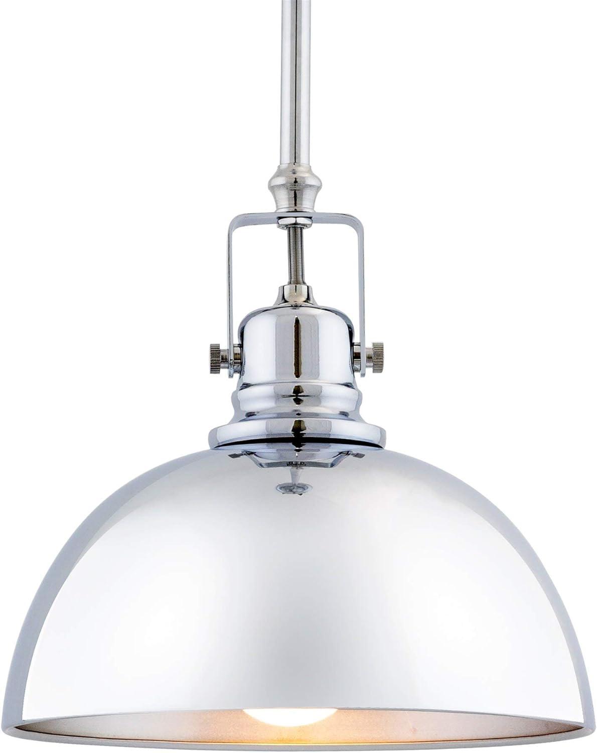 Elegant Chrome Dome Pendant Light with Adjustable Height and Swivel Joint