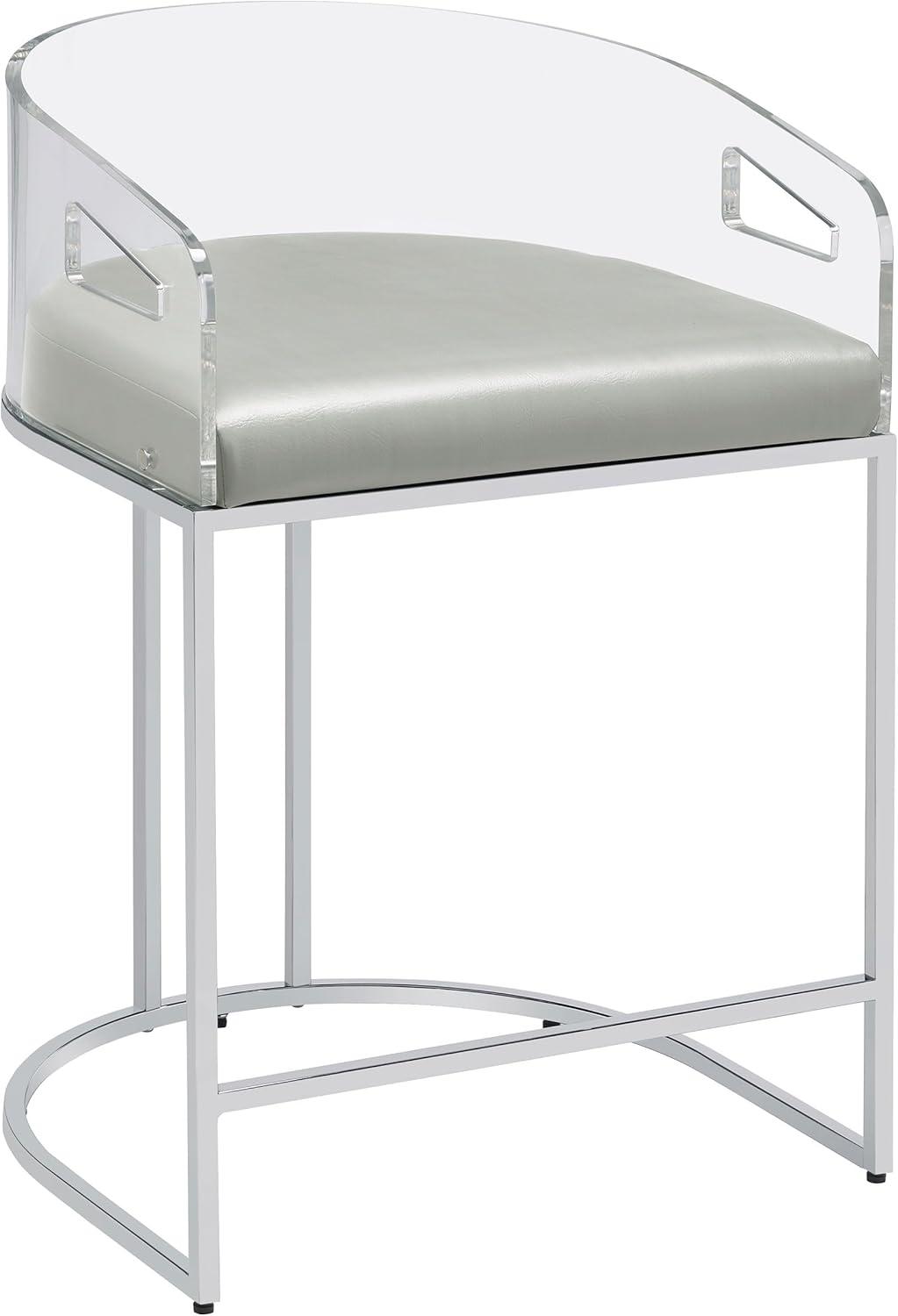 Coaster Faux Leather Counter Height Stools with Acrylic Back in Gray