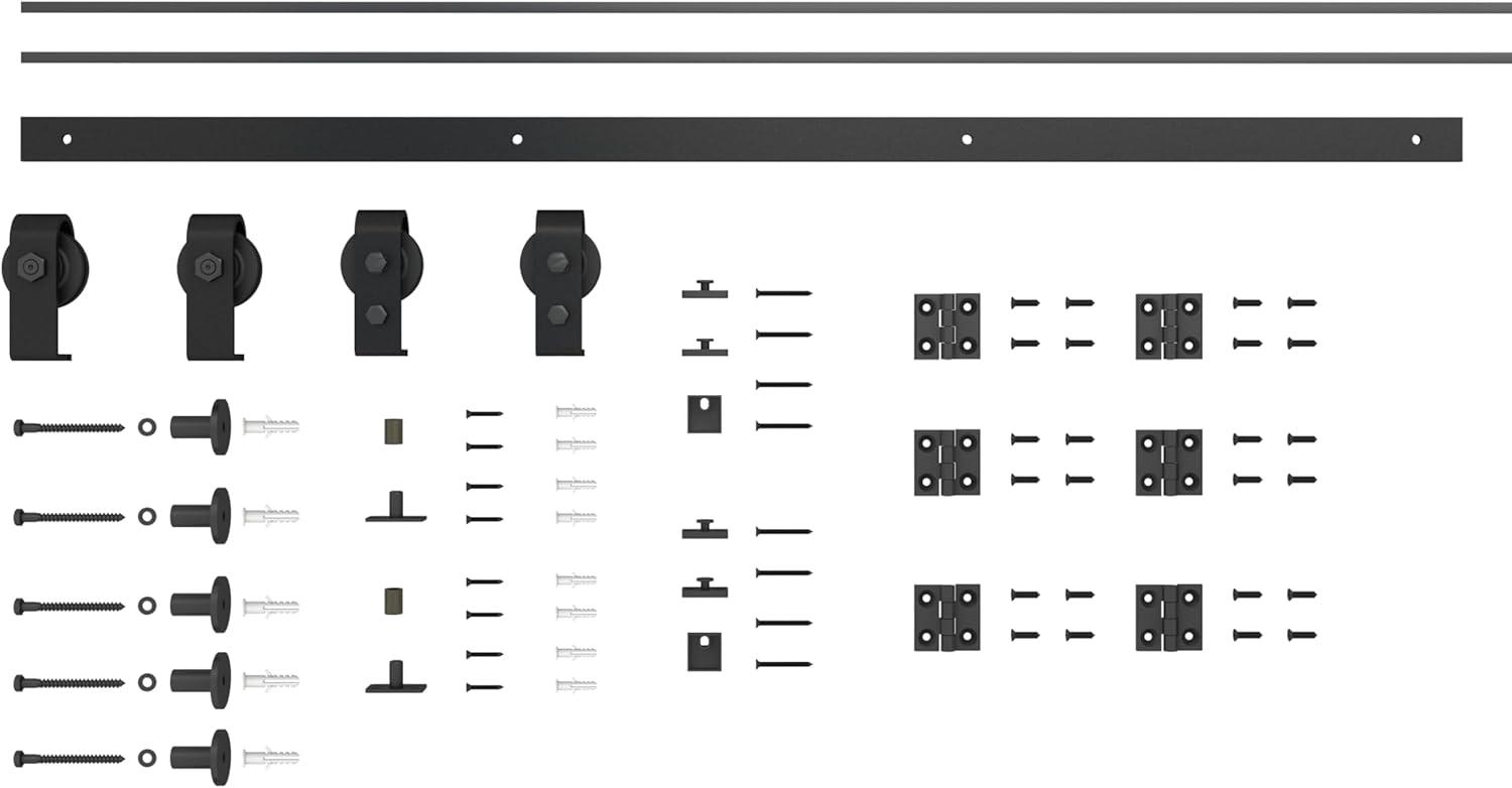Calhome 1 Panel Shaker Composite Double Bi-Fold Door with Barn Door Hardware Kit