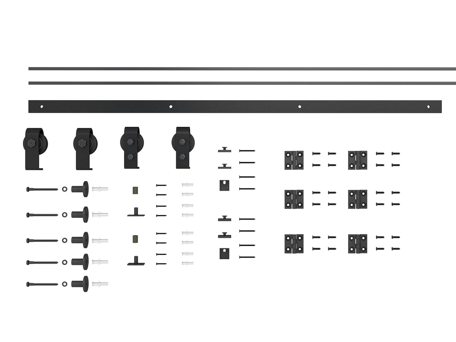 Calhome 1 Panel Shaker Composite Double Bi-Fold Door with Barn Door Hardware Kit