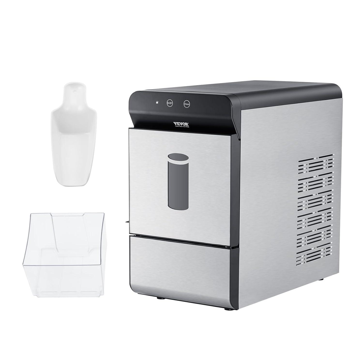 VEVOR Nugget Ice Maker, 37Lbs In 24 Hrs, Manual Auto Refill Self Cleaning Countertop Ice Maker Portable Nugget Ice Maker With Scoop And Basket