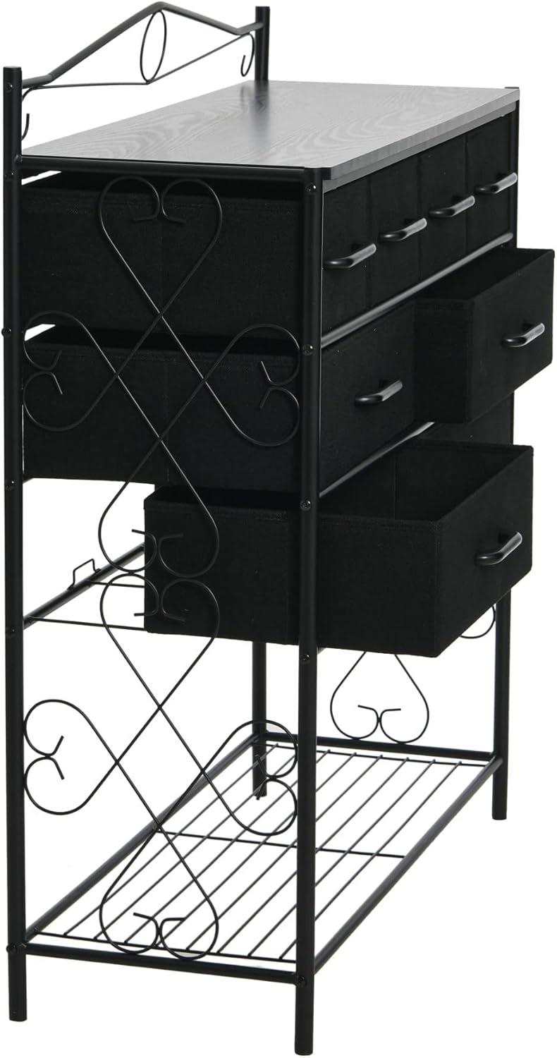 Household Essentials Victorian Style 8-Drawer and Bottom Shoe Shelf Dresser Unit, Black