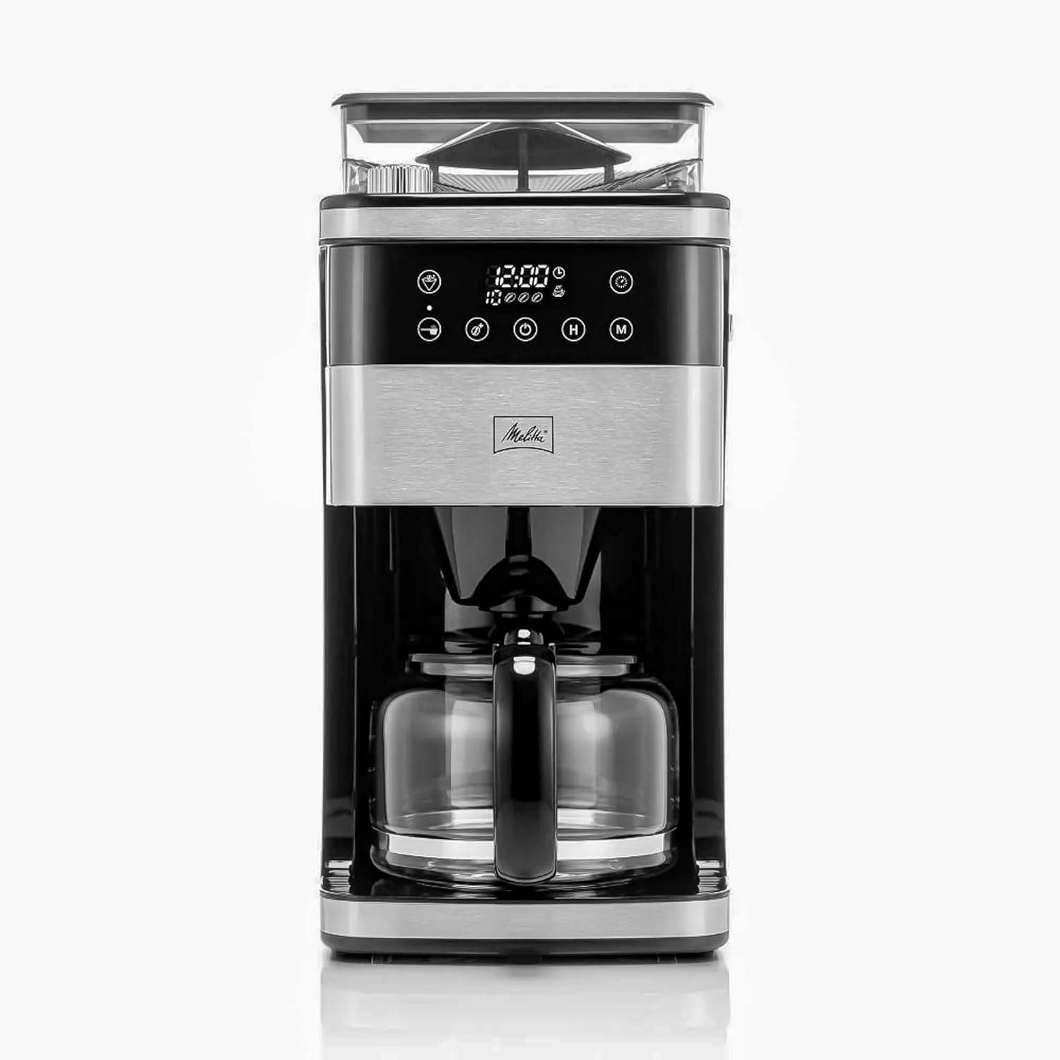 Melitta Aroma Fresh Plus 10c Drip Coffeemaker with Coffee Grinder: Stainless Steel, Digital Display, Automatic Shut-Off