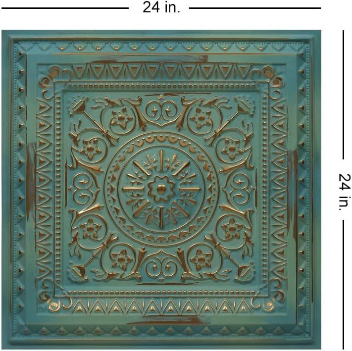 Marseille 24'' W Textured PVC Drop-In Ceiling Tile In Antique Gold